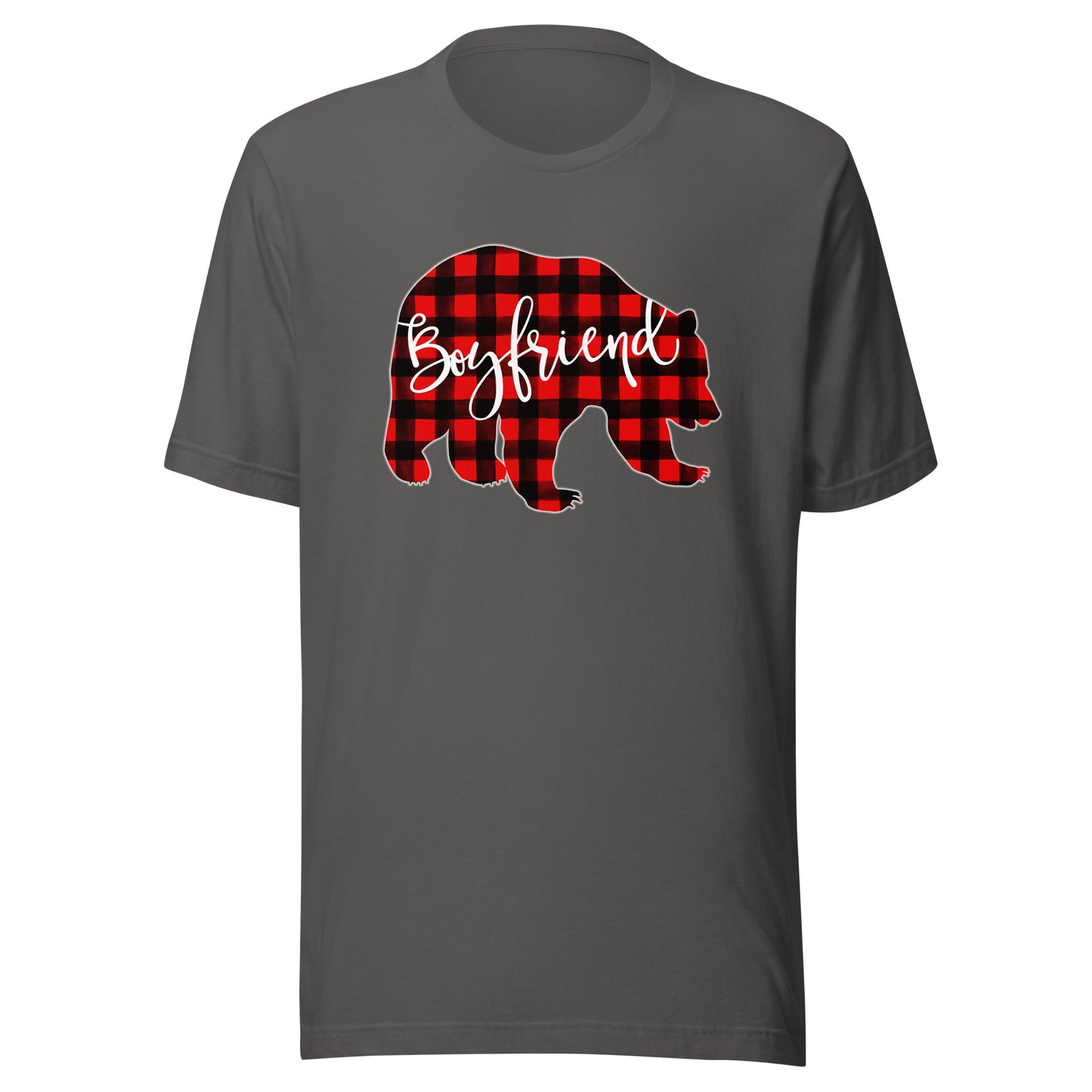 Red Plaid Boyfriend Bear Matching Family Christmas Buffalo T-Shirt