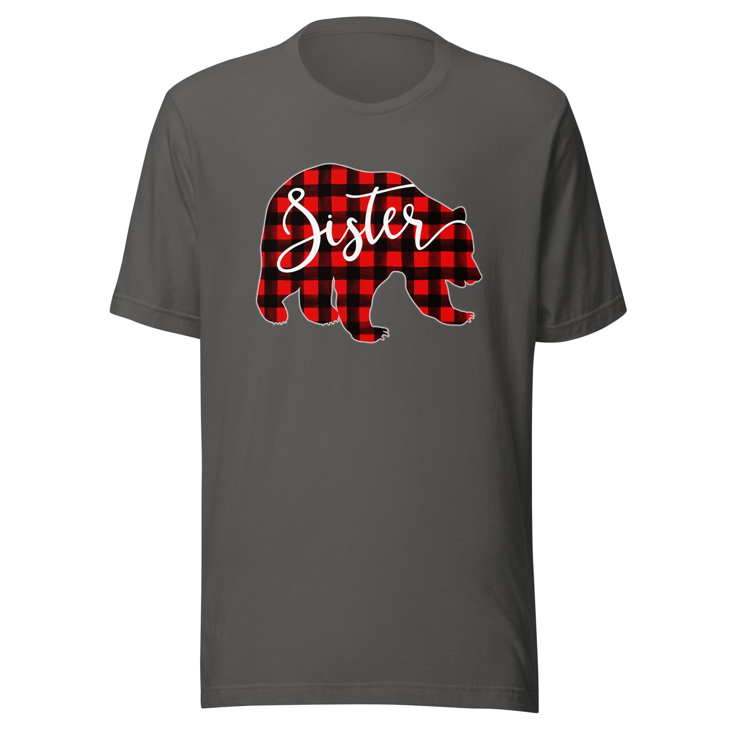 Red Plaid Sister Bear Matching Family Christmas Eve Buffalo T-Shirt