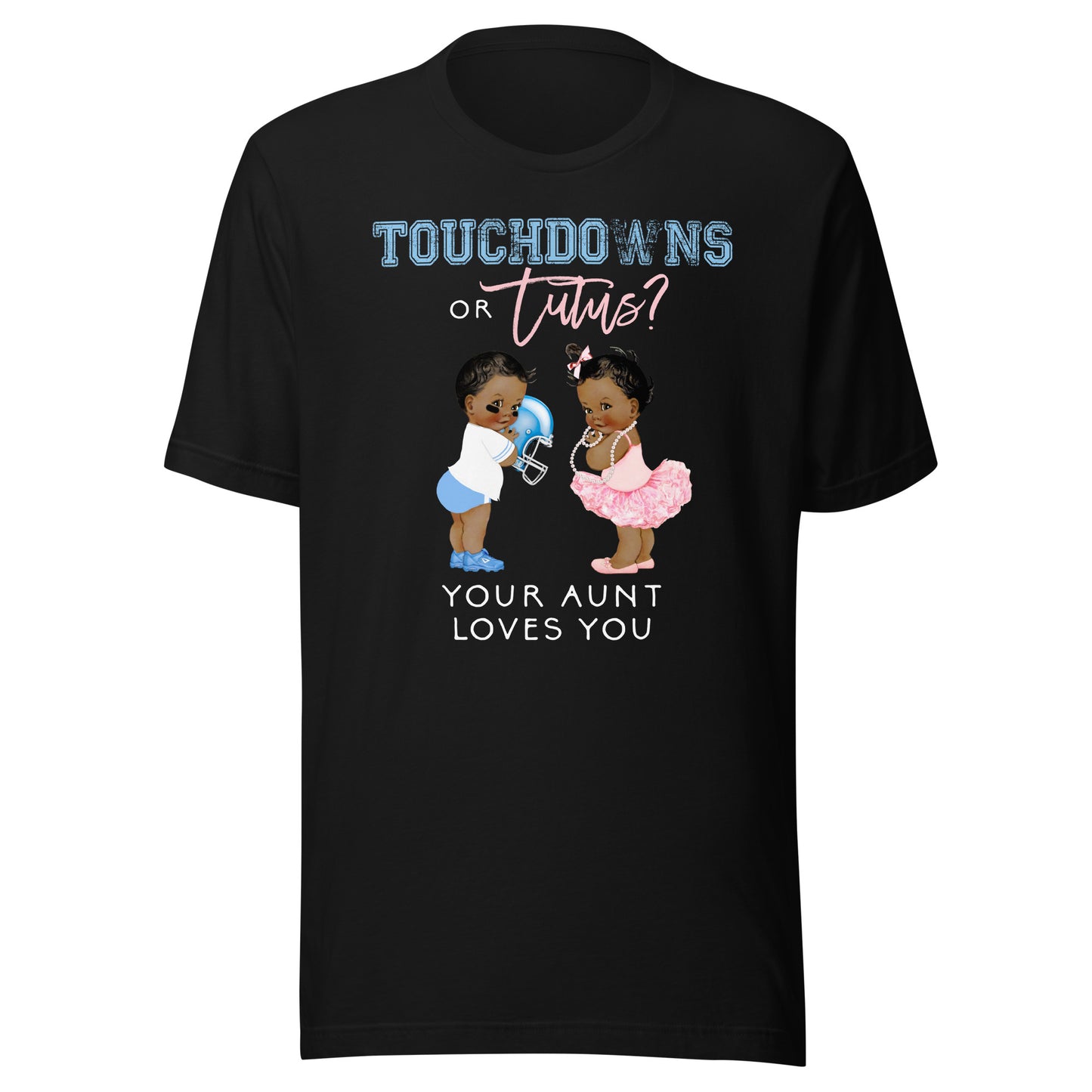 Gender Reveal Aunt Love You Shirt Touchdown Tutu Baby Shower T-Shirt