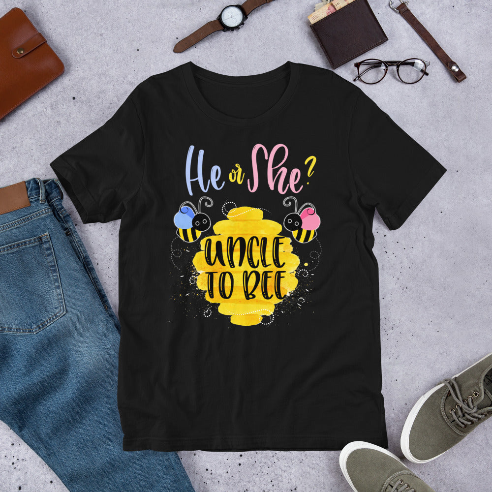 Gender Reveal What Will It Bee Shirt He or She Uncle T-Shirt T-Shirt
