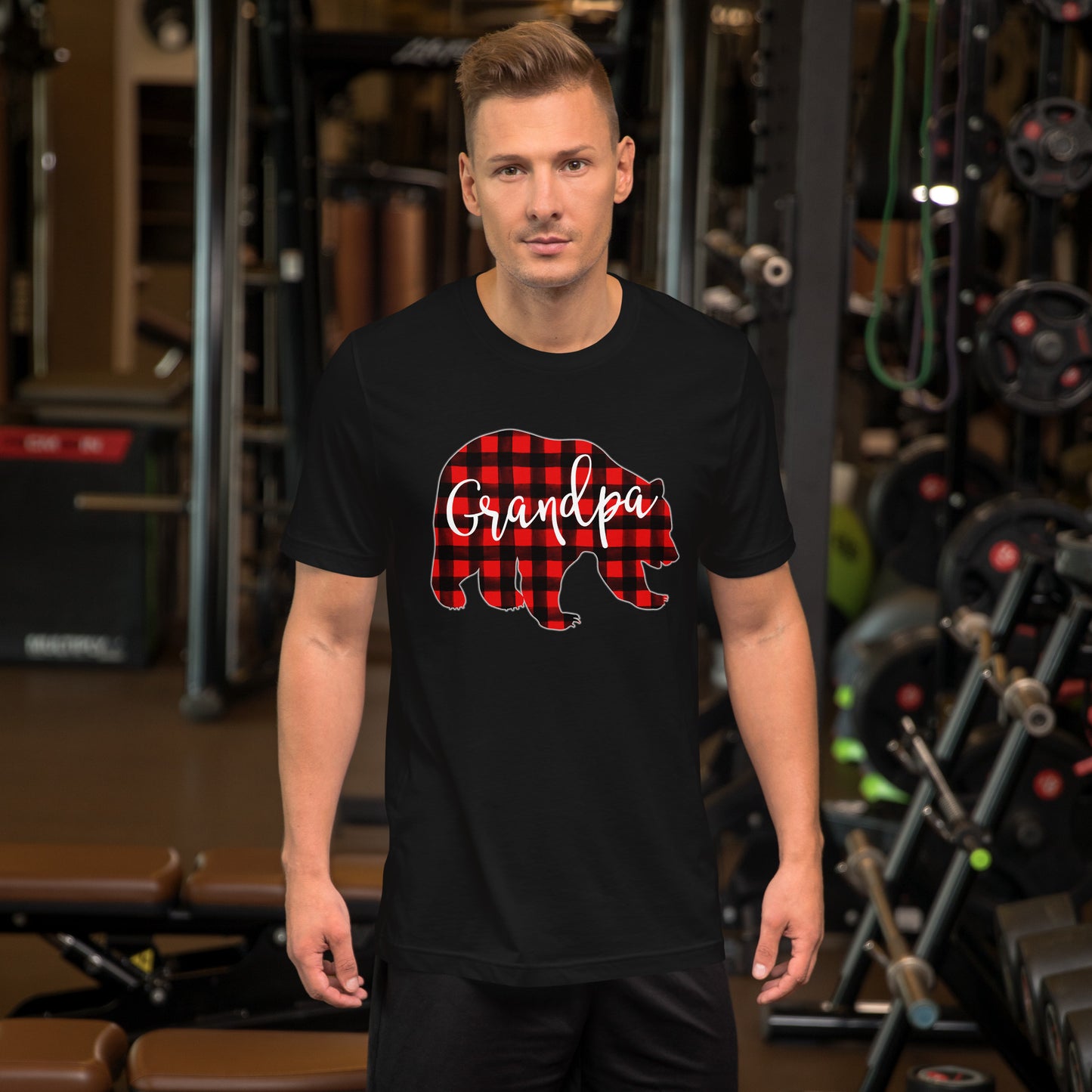 Red Plaid Grandpa Bear Matching Family Christmas Eve Buffalo T-Shirt