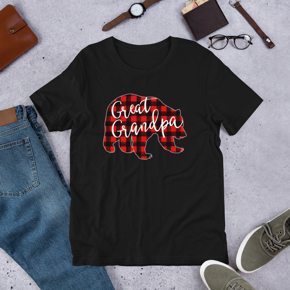 Red Plaid Great Grandpa Bear Matching Family Christmas Eve T-Shirt