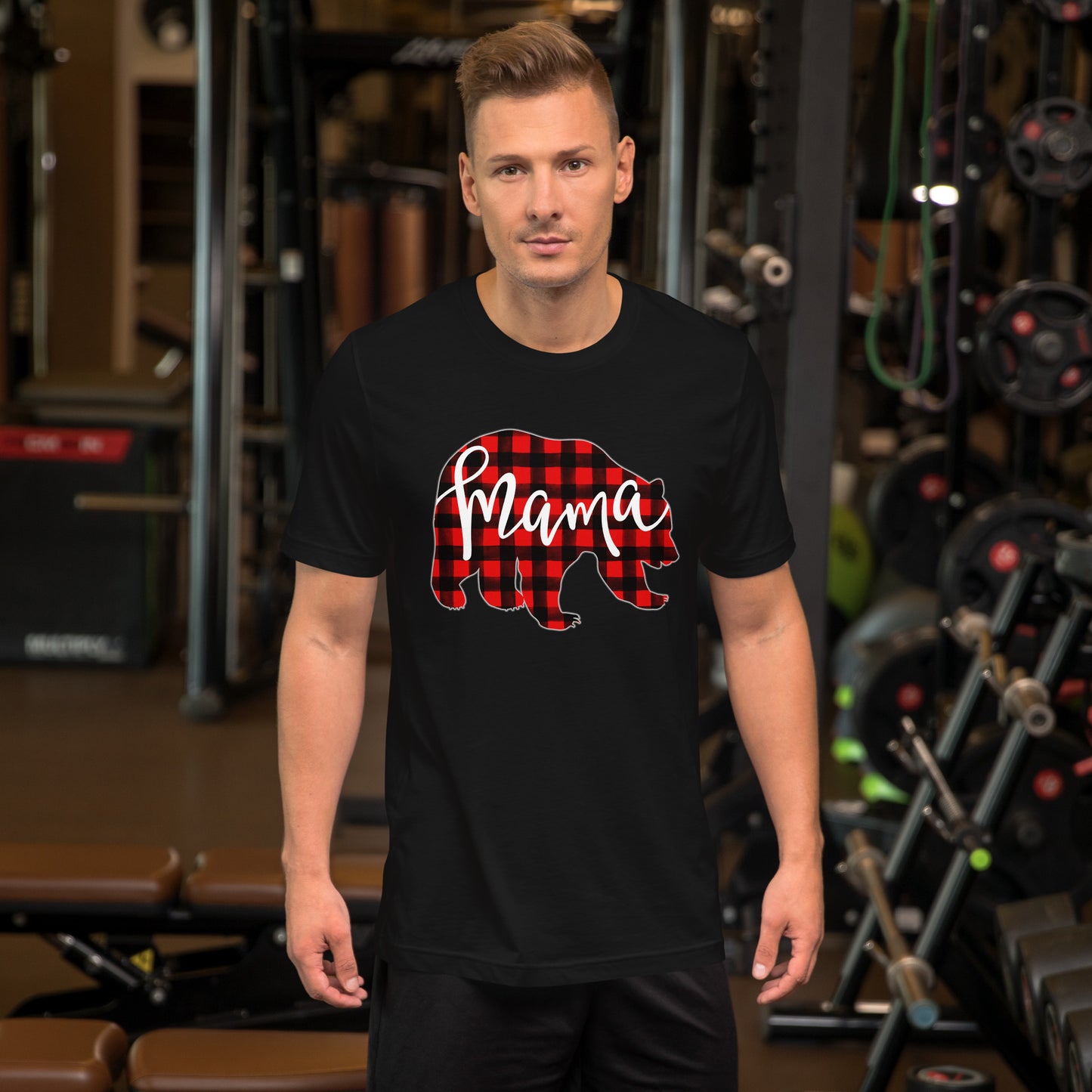 Red Plaid Mama Bear Matching Family Christmas Eve Buffalo T-Shirt