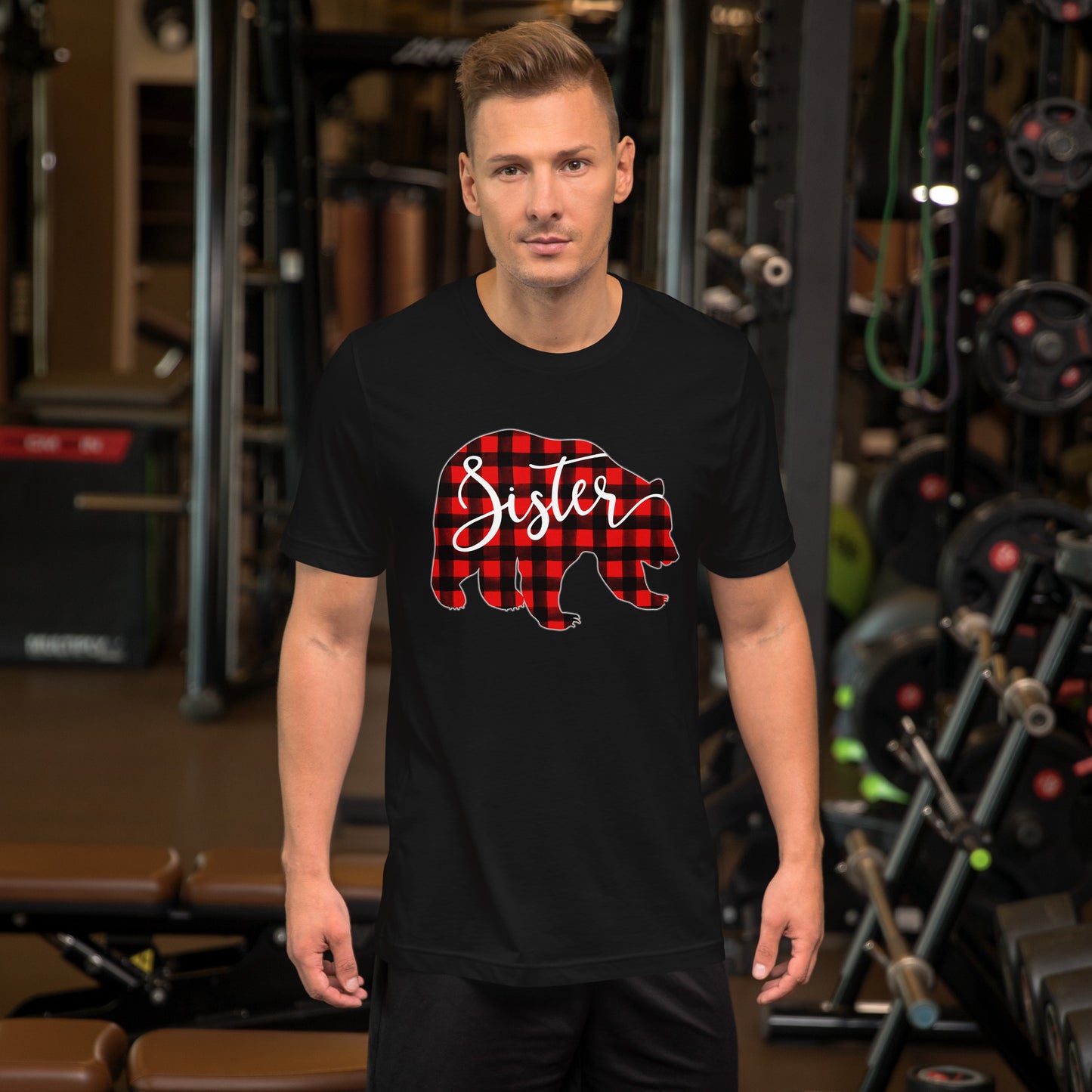 Red Plaid Sister Bear Matching Family Christmas Eve Buffalo T-Shirt