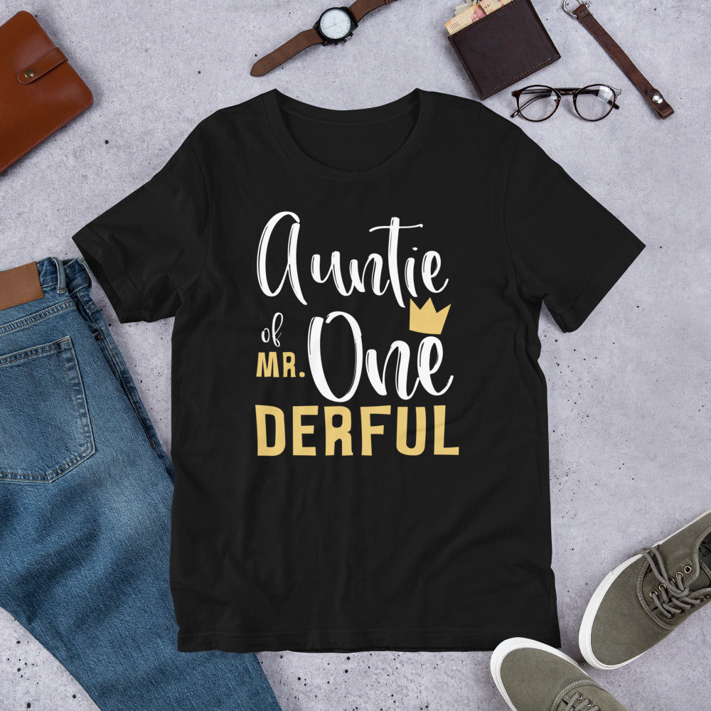 Auntie of Mr Onederful 1st Birthday First One-Derful Theme T-Shirt
