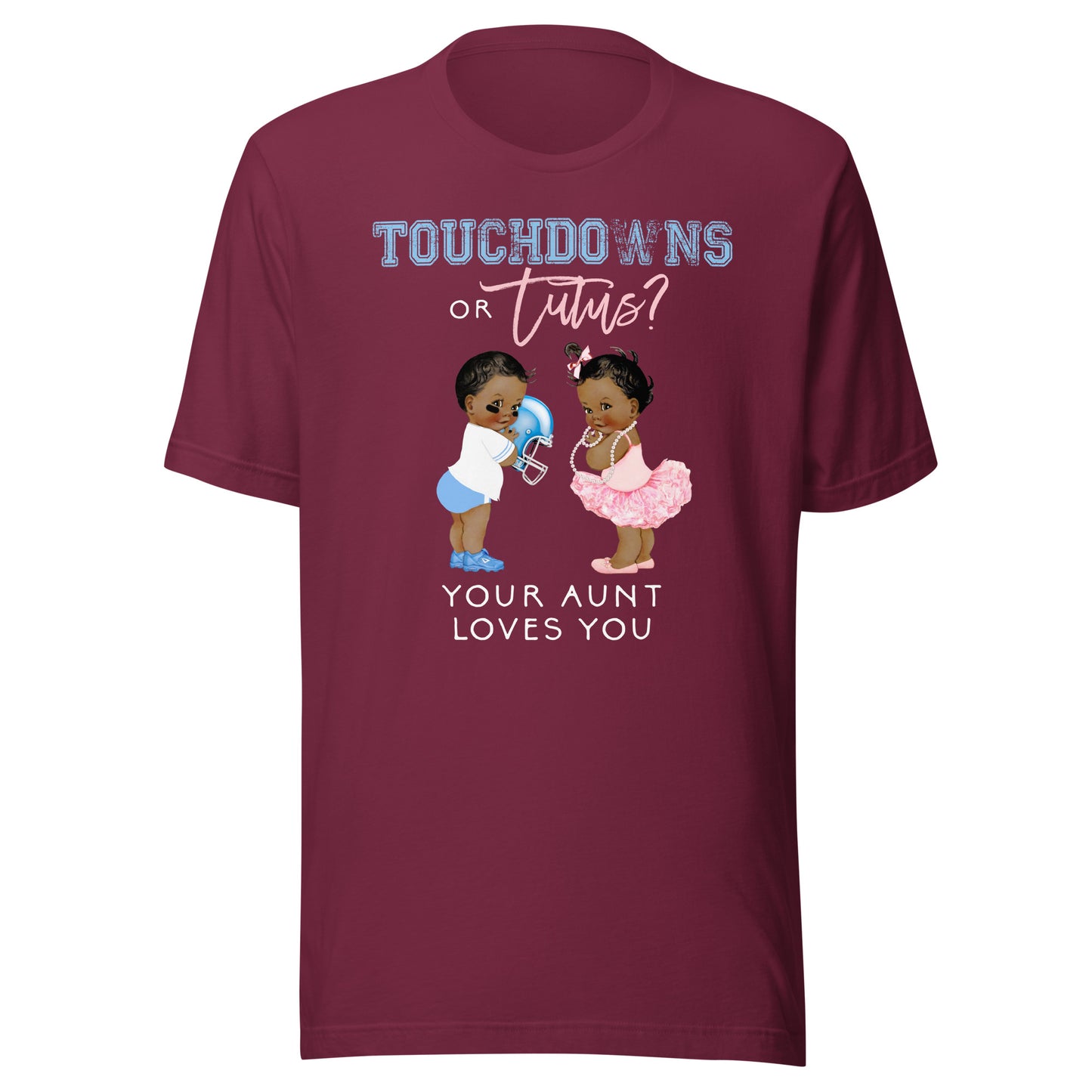 Gender Reveal Aunt Love You Shirt Touchdown Tutu Baby Shower T-Shirt