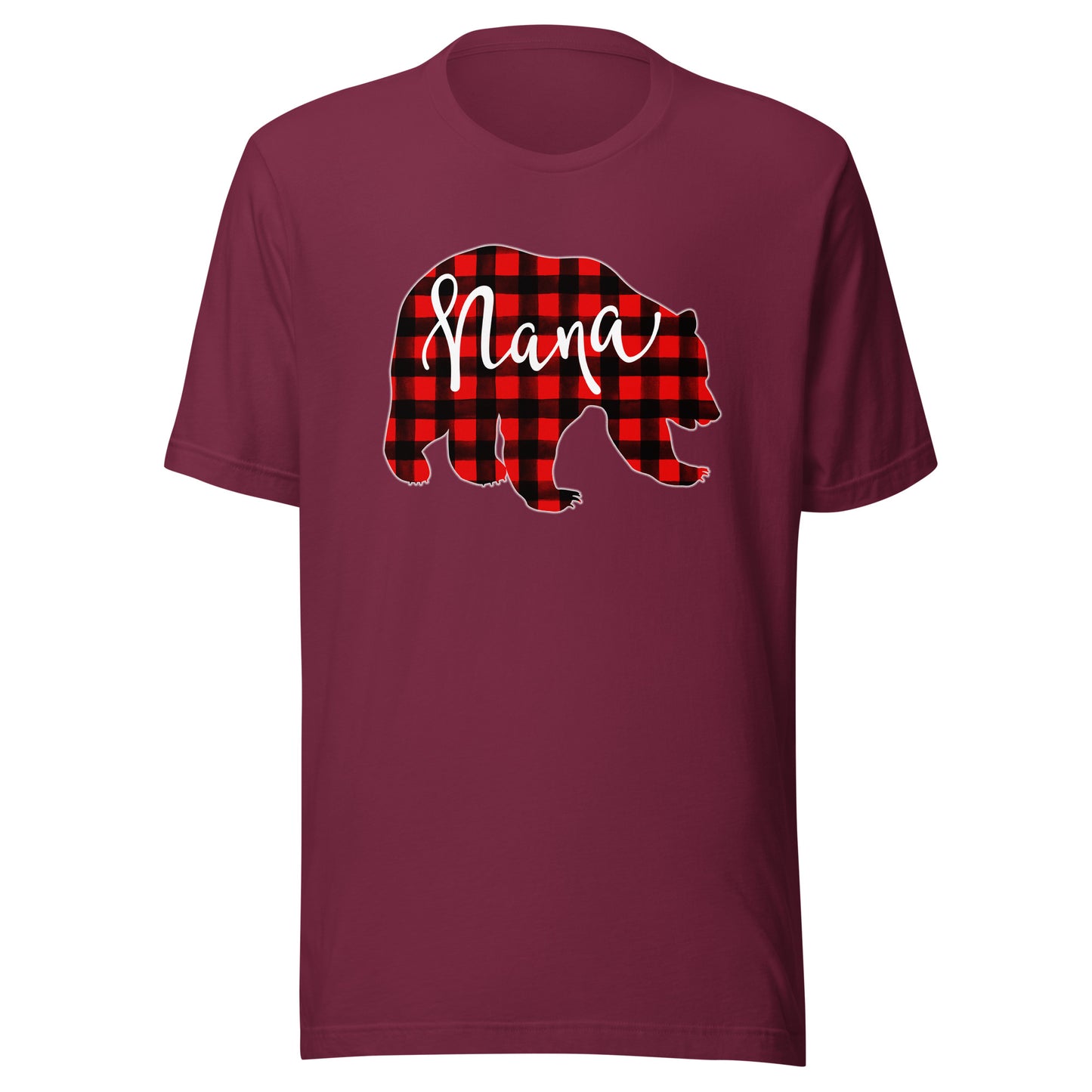 Red Plaid Nana Bear Matching Family Christmas Eve Buffalo T-Shirt