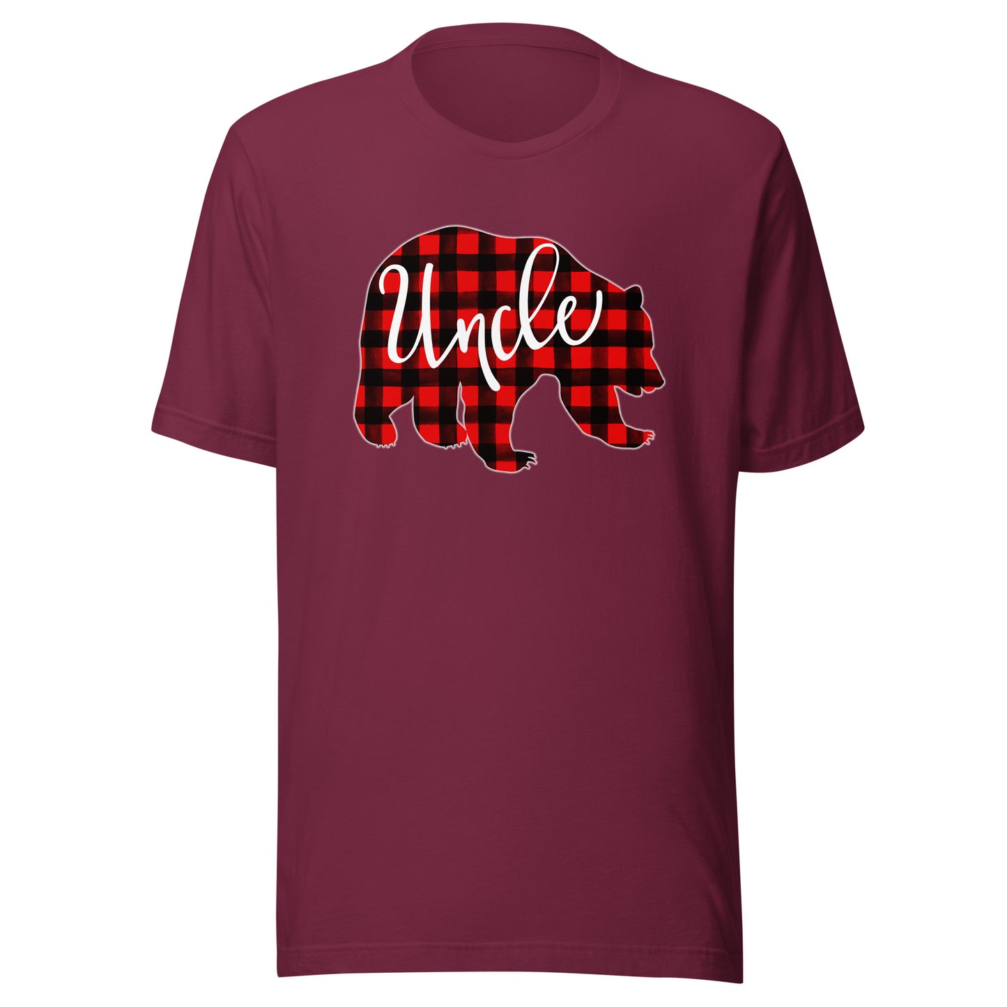 Red Plaid Uncle Bear Matching Family Christmas Eve Buffalo T-Shirt
