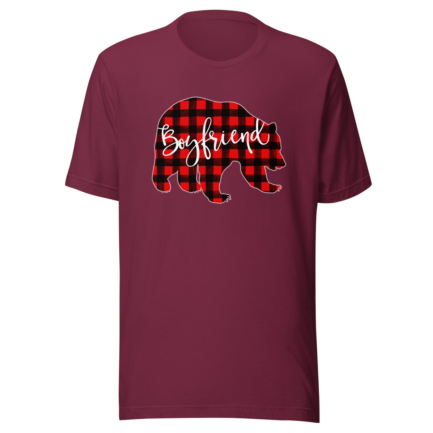Red Plaid Boyfriend Bear Matching Family Christmas Buffalo T-Shirt