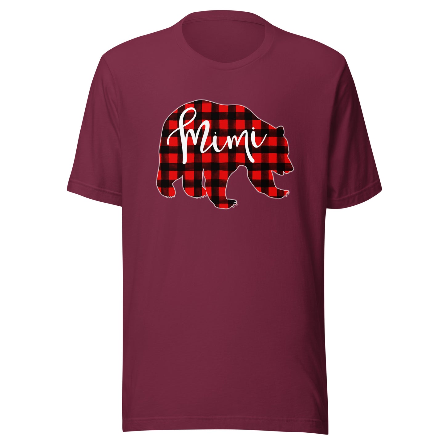 Red Plaid Mimi Bear Matching Family Christmas Eve Buffalo T-Shirt