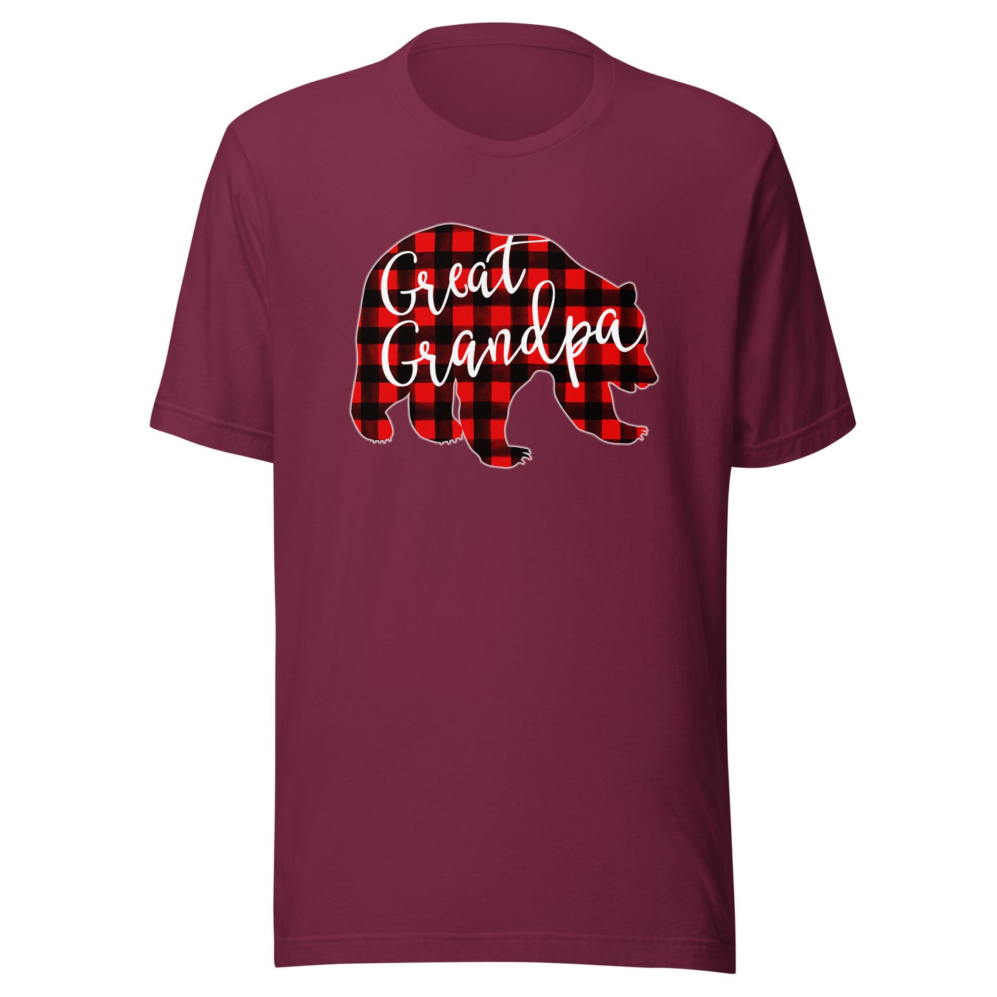 Red Plaid Great Grandpa Bear Matching Family Christmas Eve T-Shirt