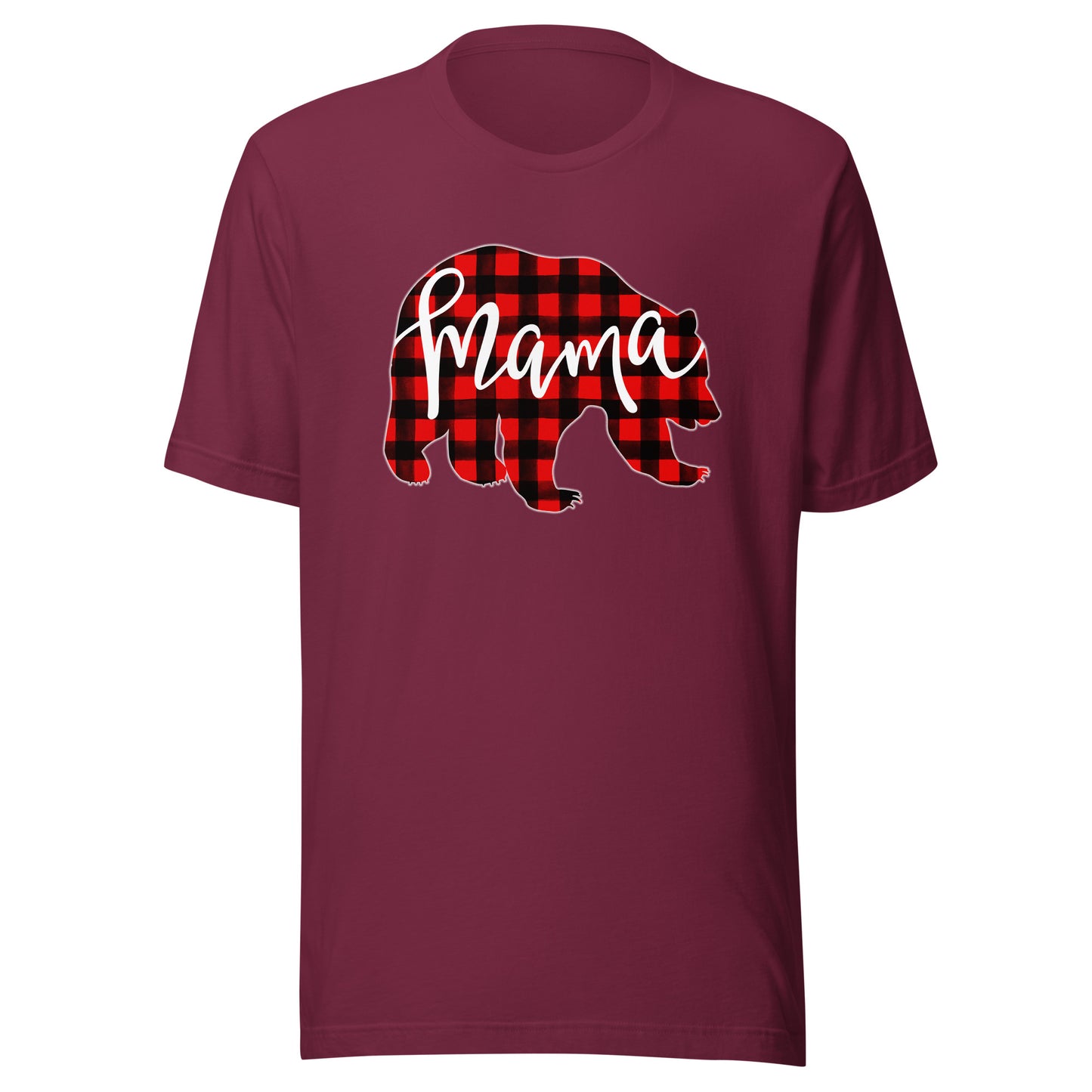 Red Plaid Mama Bear Matching Family Christmas Eve Buffalo T-Shirt