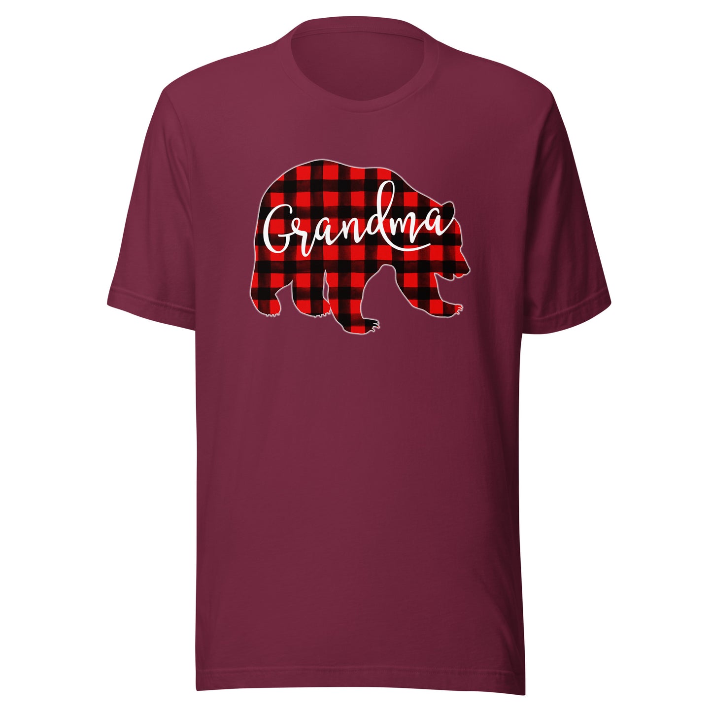 Red Plaid Grandma Bear Matching Family Christmas Eve Buffalo T-Shirt