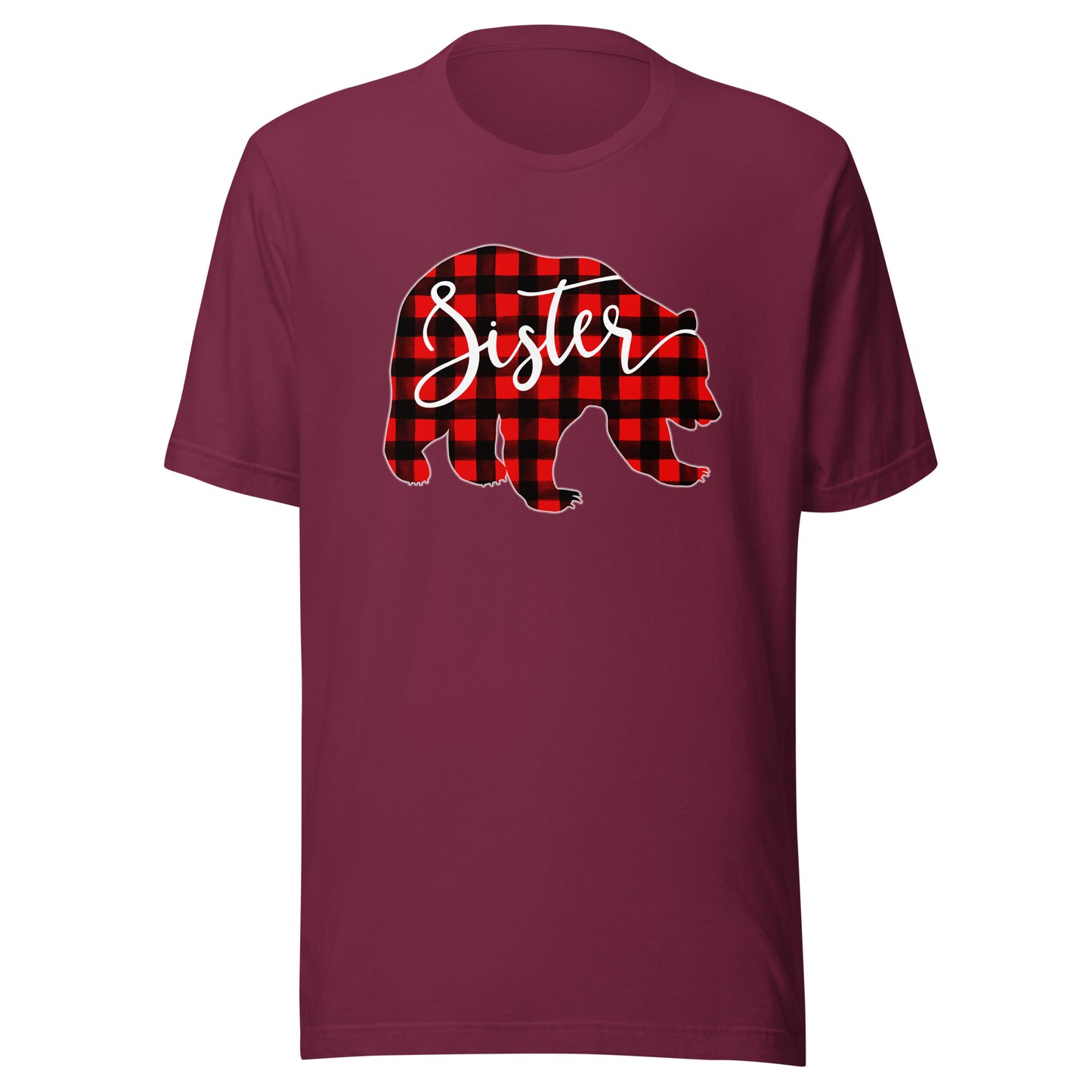 Red Plaid Sister Bear Matching Family Christmas Eve Buffalo T-Shirt