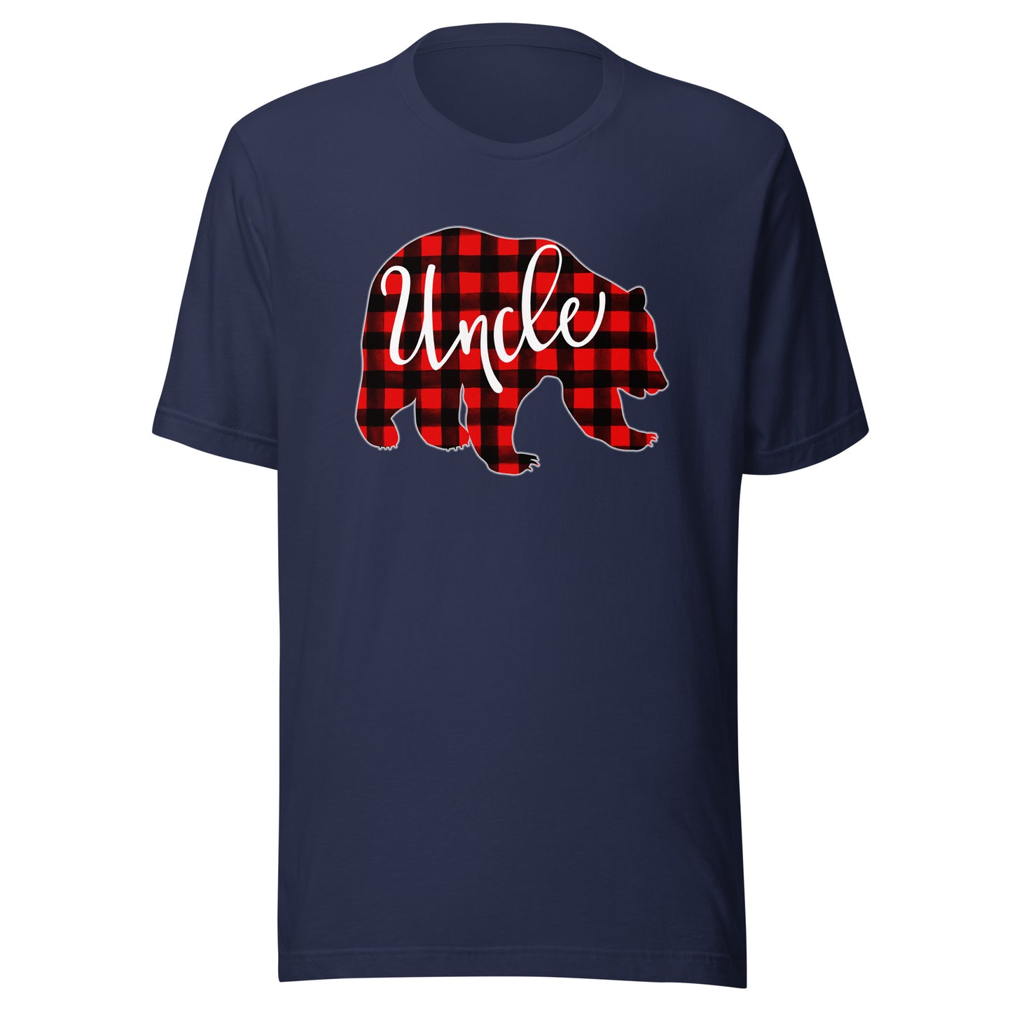 Red Plaid Uncle Bear Matching Family Christmas Eve Buffalo T-Shirt