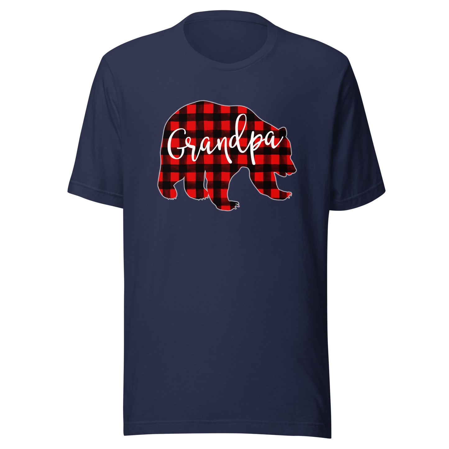 Red Plaid Grandpa Bear Matching Family Christmas Eve Buffalo T-Shirt