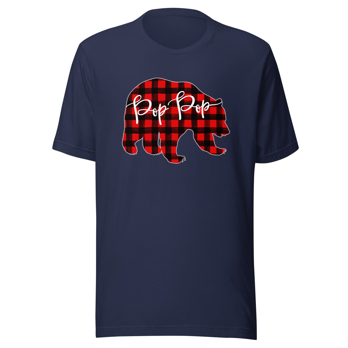 Red Plaid Pop Pop Bear Matching Family Christmas Eve Buffalo T-Shirt