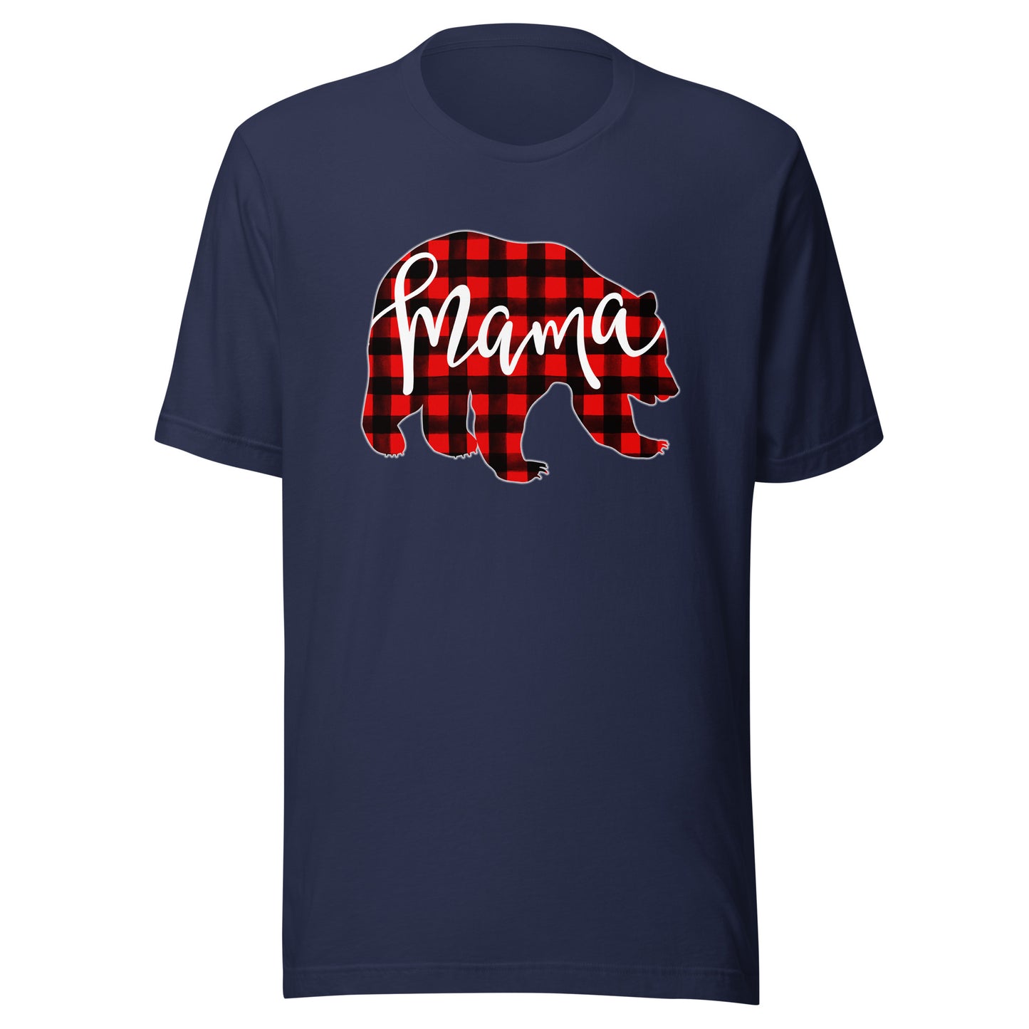 Red Plaid Mama Bear Matching Family Christmas Eve Buffalo T-Shirt