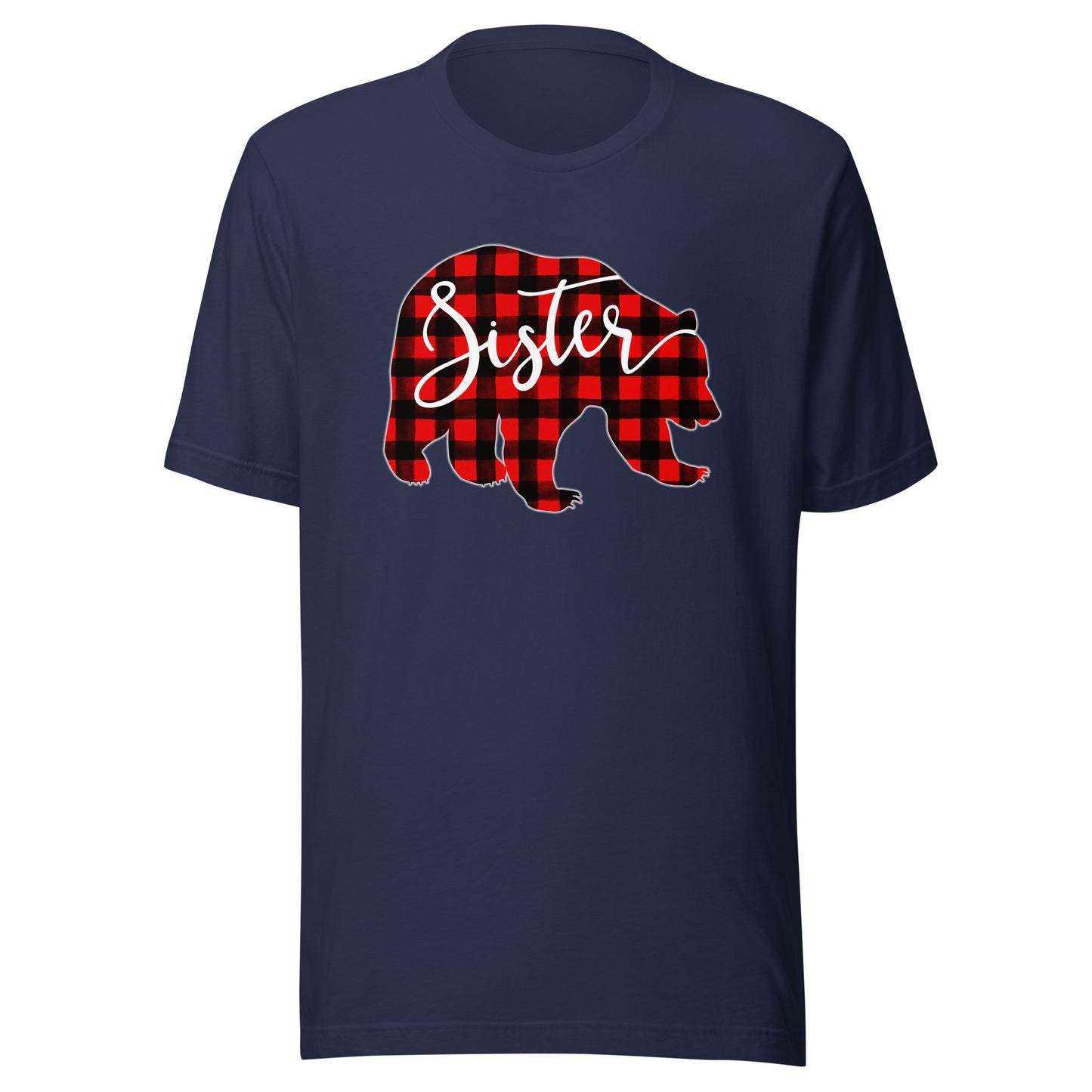 Red Plaid Sister Bear Matching Family Christmas Eve Buffalo T-Shirt