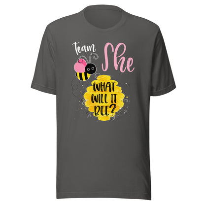 Gender Reveal Team SHE Shirt Girl What Will It Bee or He Tee T-Shirt