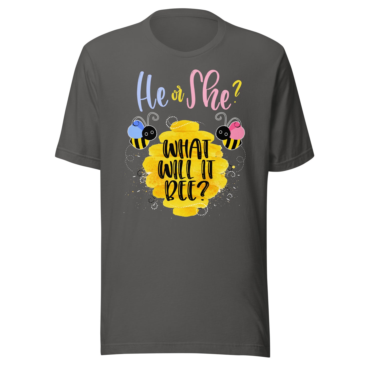 Gender Reveal What Will It Bee Shirt He or She Boy Girl Tee T-Shirt