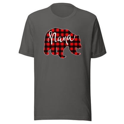 Red Plaid Nana Bear Matching Family Christmas Eve Buffalo T-Shirt