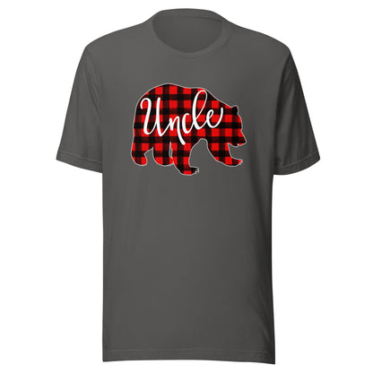 Red Plaid Uncle Bear Matching Family Christmas Eve Buffalo T-Shirt