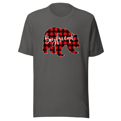 Red Plaid Boyfriend Bear Matching Family Christmas Buffalo T-Shirt