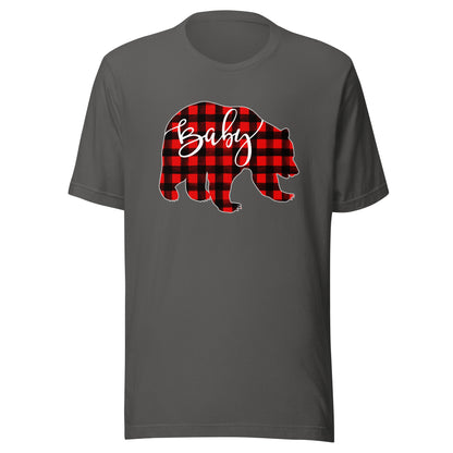 Red Plaid Baby Bear Matching Family Christmas Eve Buffalo T-Shirt