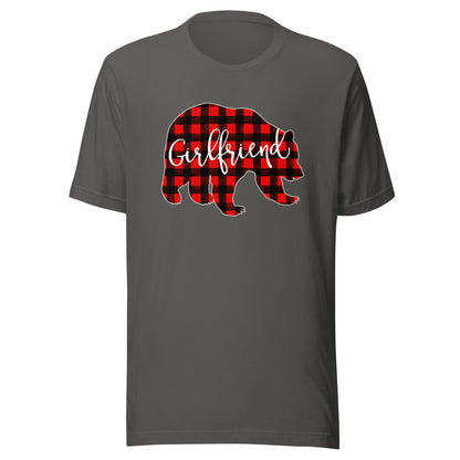 Red Plaid Girlfriend Bear Matching Family Christmas Buffalo T-Shirt