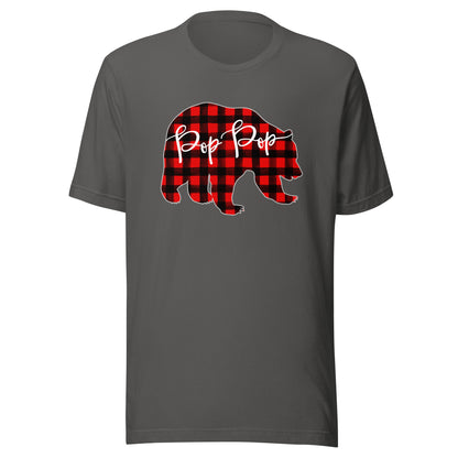 Red Plaid Pop Pop Bear Matching Family Christmas Eve Buffalo T-Shirt