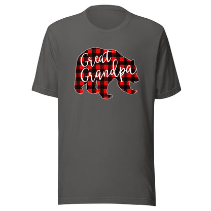 Red Plaid Great Grandpa Bear Matching Family Christmas Eve T-Shirt