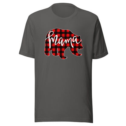 Red Plaid Mama Bear Matching Family Christmas Eve Buffalo T-Shirt