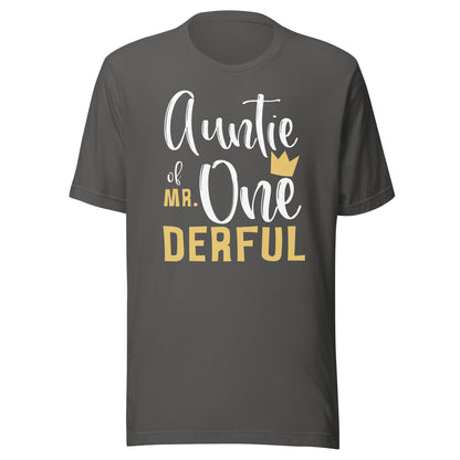 Auntie of Mr Onederful 1st Birthday First One-Derful Theme T-Shirt