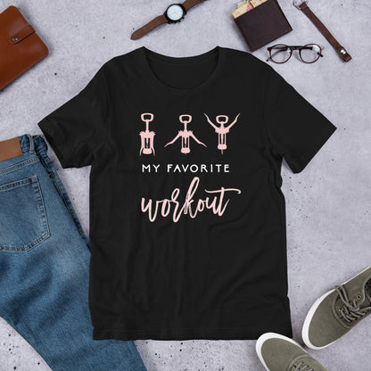 My Favorite Workout Funny Wine Lover Shirt Womens Exercise T-Shirt