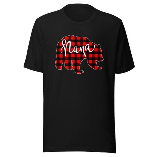 Red Plaid Nana Bear Matching Family Christmas Eve Buffalo T-Shirt