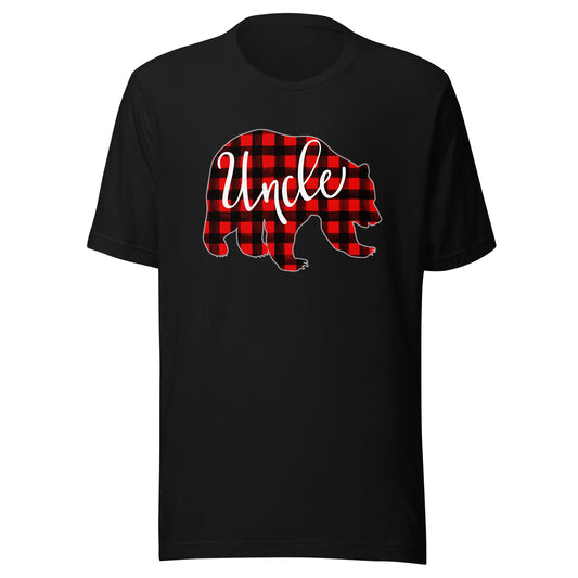 Red Plaid Uncle Bear Matching Family Christmas Eve Buffalo T-Shirt