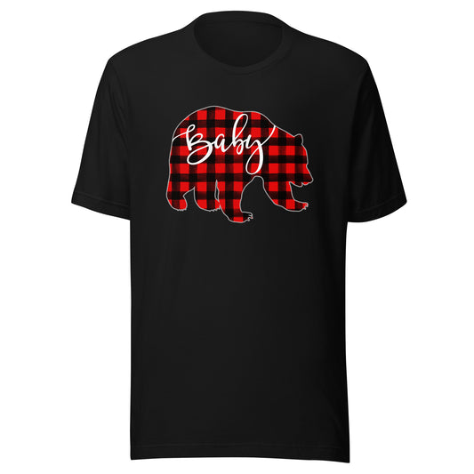 Red Plaid Baby Bear Matching Family Christmas Eve Buffalo T-Shirt