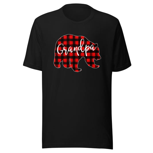 Red Plaid Grandpa Bear Matching Family Christmas Eve Buffalo T-Shirt