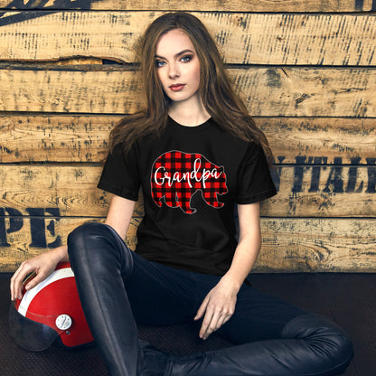 Red Plaid Grandpa Bear Matching Family Christmas Eve Buffalo T-Shirt