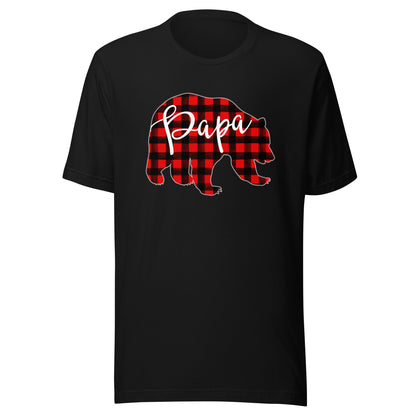 PAPA BEAR | Red Plaid Matching Family Christmas Eve Buffalo T-Shirt