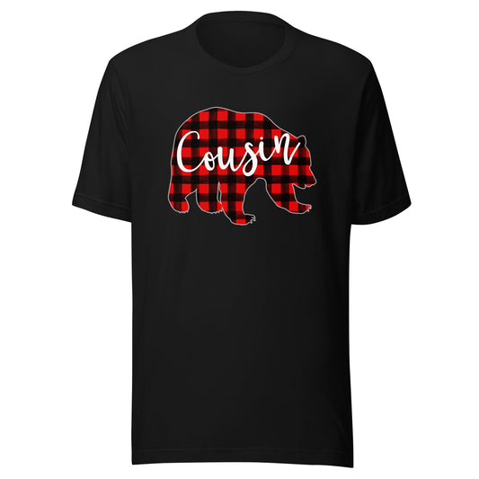 Red Plaid Cousin Bear Matching Family Christmas Eve Buffalo T-Shirt