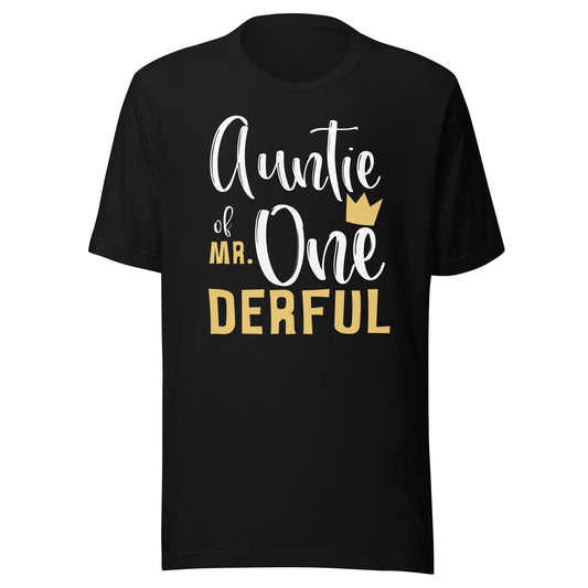 Auntie of Mr Onederful 1st Birthday First One-Derful Theme T-Shirt