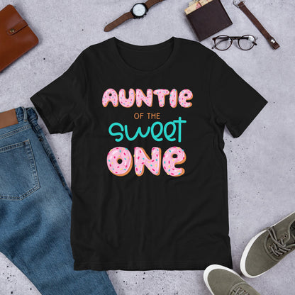 Auntie of The Sweet One First Birthday Matching Family Donut T-Shirt