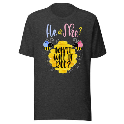 Gender Reveal What Will It Bee Shirt He or She Boy Girl Tee T-Shirt