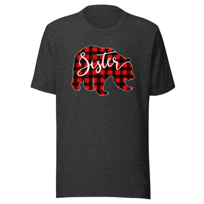 Red Plaid Sister Bear Matching Family Christmas Eve Buffalo T-Shirt