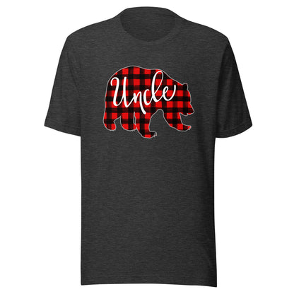 Red Plaid Uncle Bear Matching Family Christmas Eve Buffalo T-Shirt