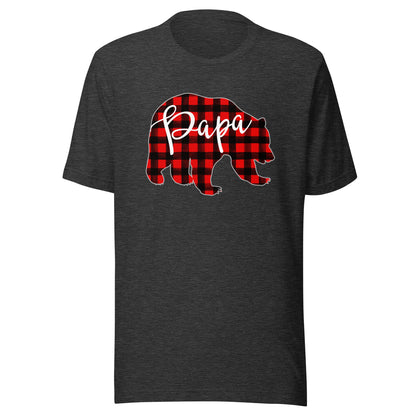 PAPA BEAR | Red Plaid Matching Family Christmas Eve Buffalo T-Shirt