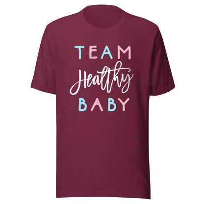 Team Healthy Baby Shirt Gender Reveal Shower Boy or Girl Tee T-Shirt