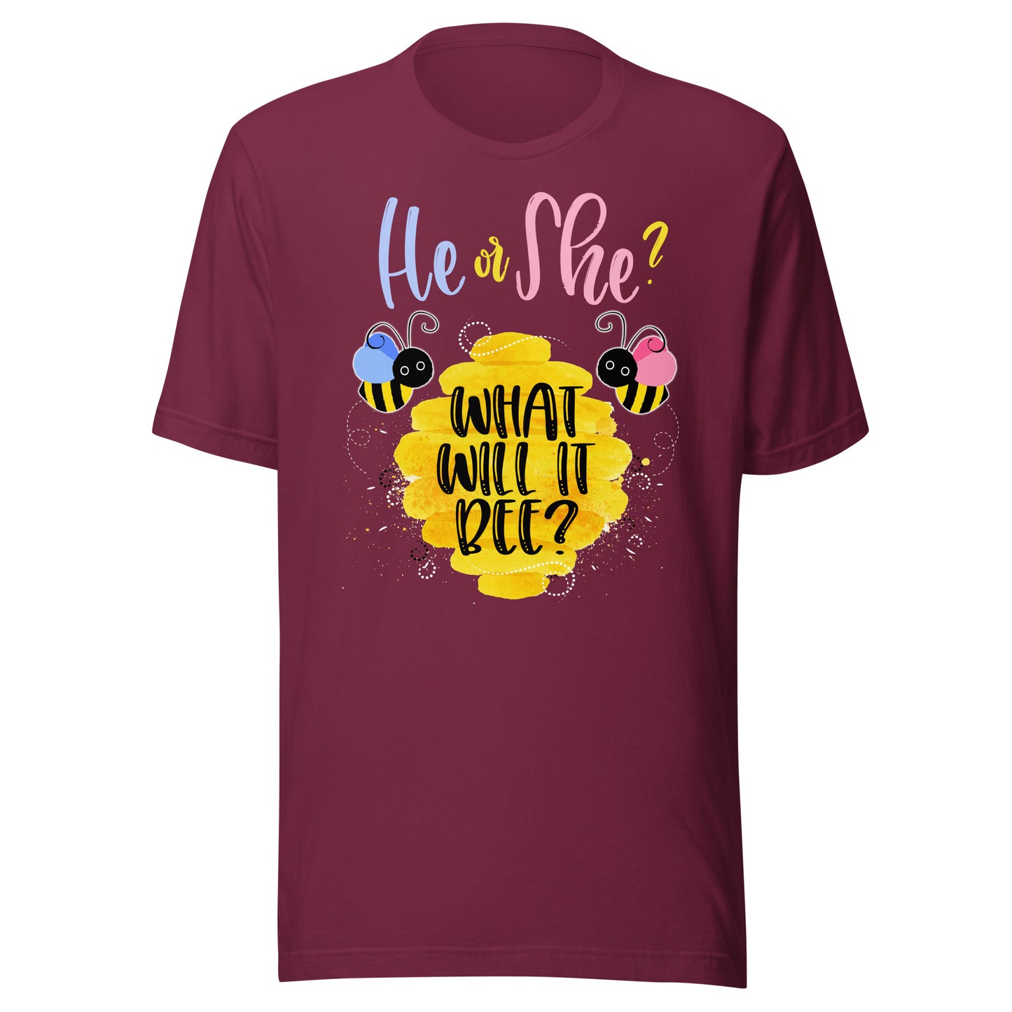 Gender Reveal What Will It Bee Shirt He or She Boy Girl Tee T-Shirt